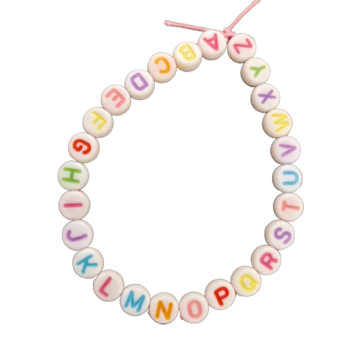 Bracelet Alphabet A-Z (Rond blanc multicolore)