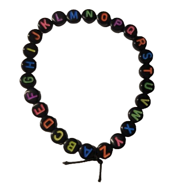 Bracelet Alphabet A-Z (Rond noir multicolore)